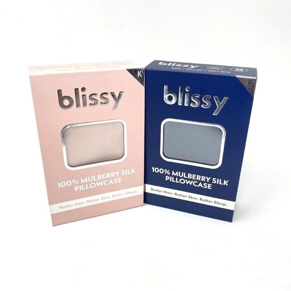 Blissy Other - Blissy King 600 Thread Count Silk Pillowcase Navy Blue OR Blush Pink 20" x 36"